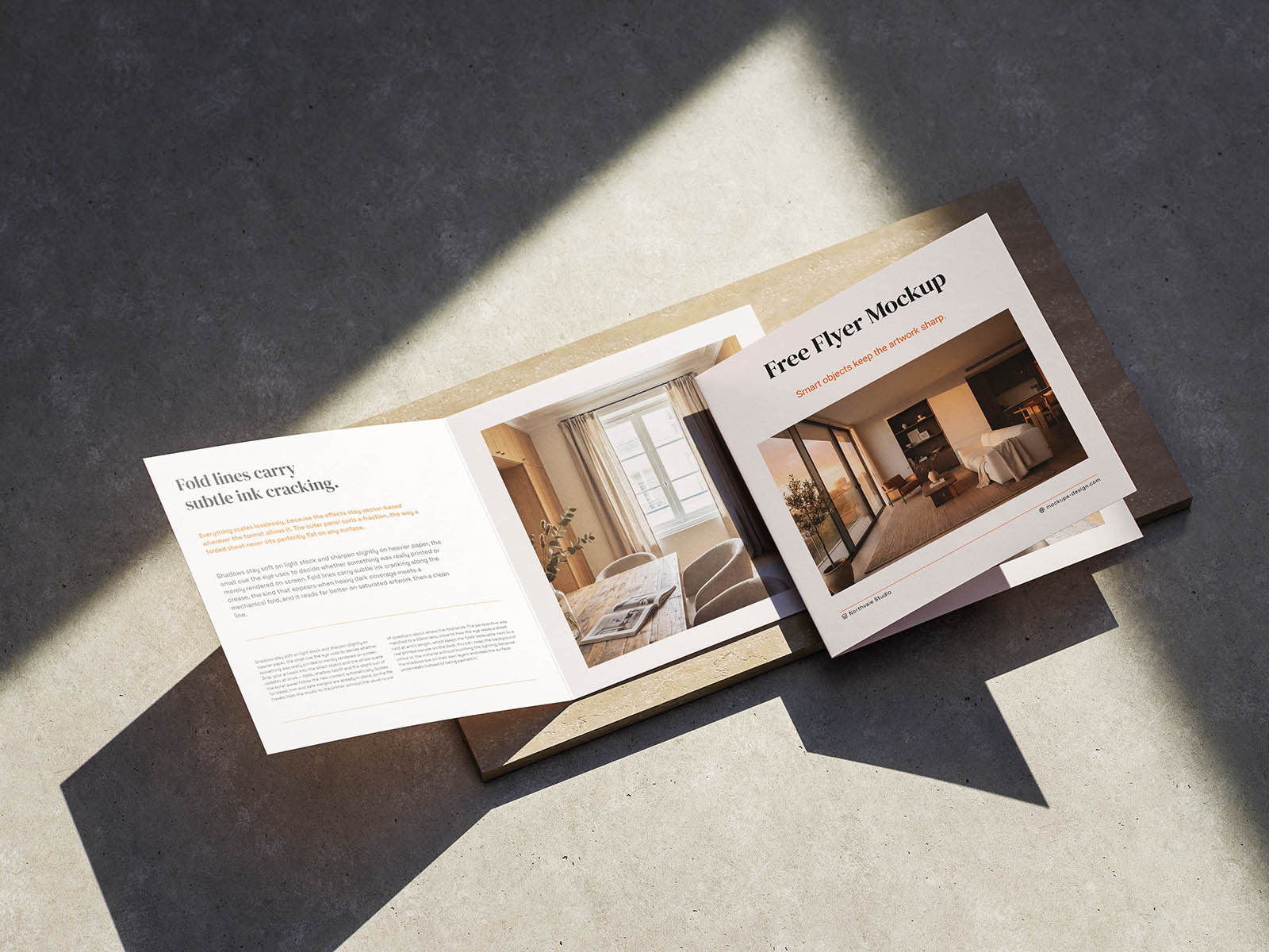 Free Square Bifold Flyer Mockup