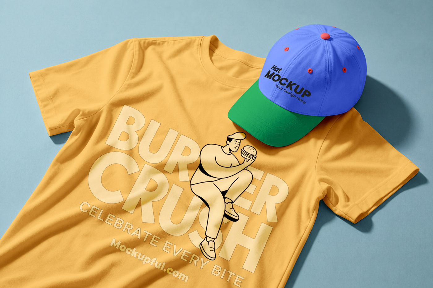 Free Baseball Cap T-Shirt Mockup Free Baseball Cap T-Shirt Mockup