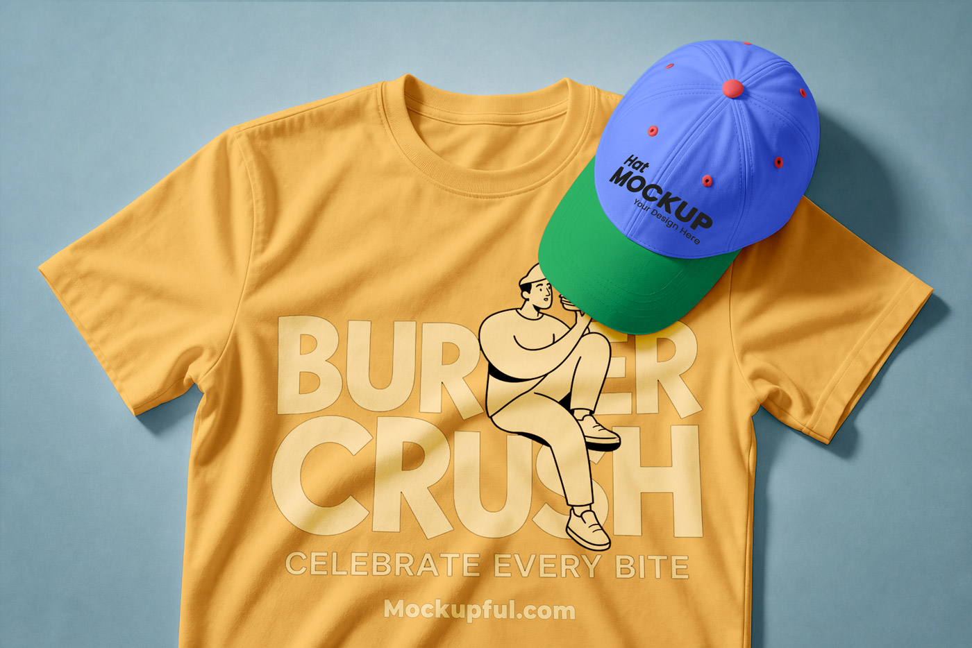 Free Baseball Cap T-Shirt Mockup