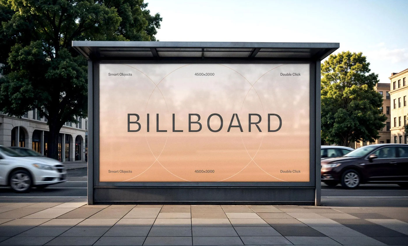 Free Ad Bus Stop Poster Mockup
