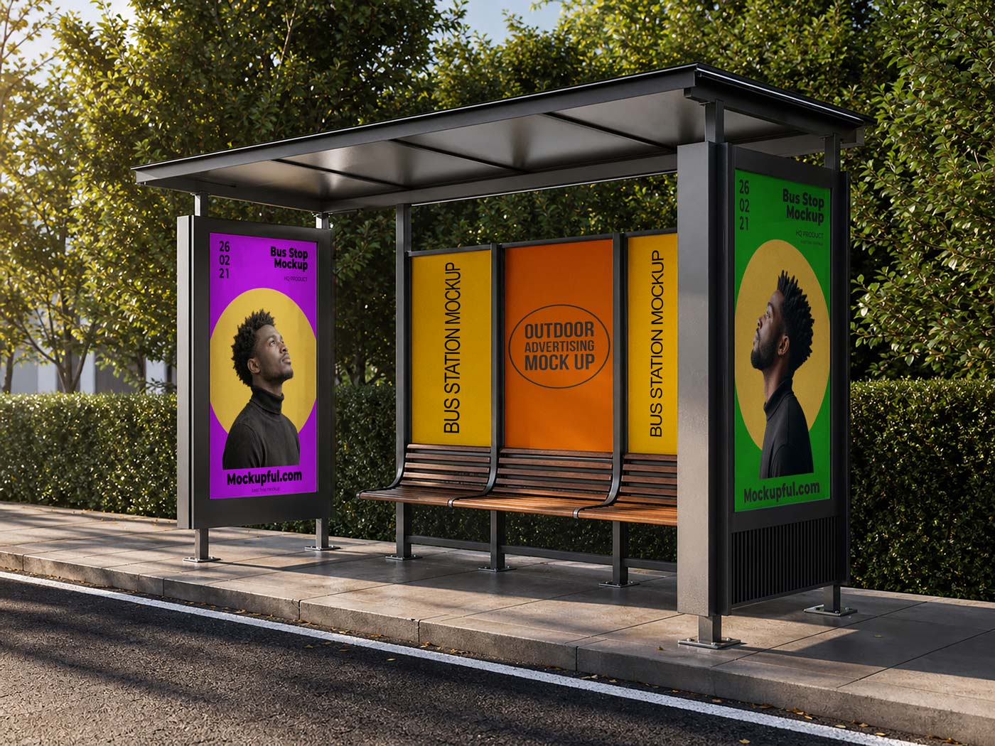 Free Bus Stop Mockup