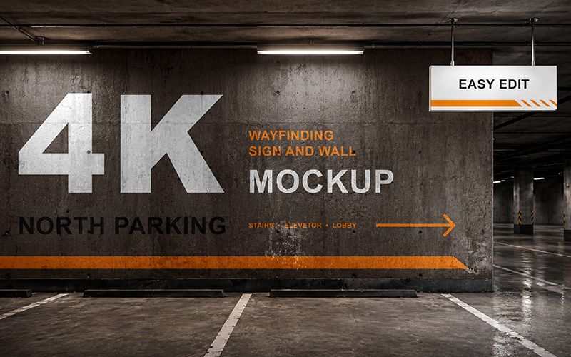 Free Wayfinding Wall Mockup