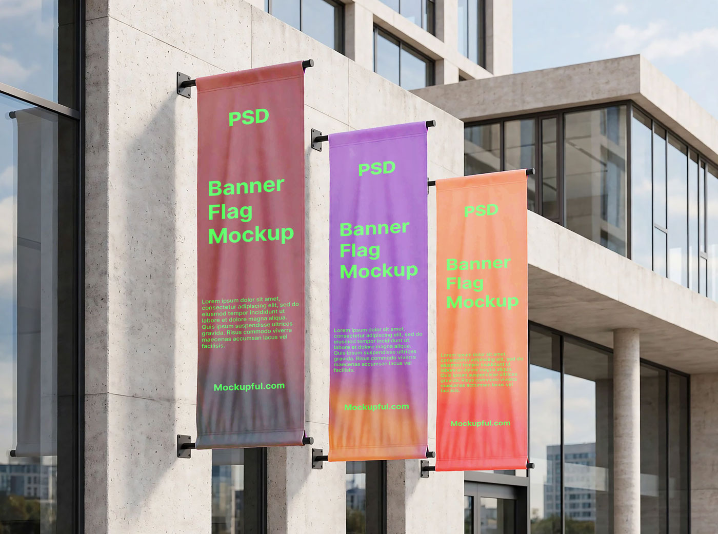 Free Vertical Banner Flag Mockup