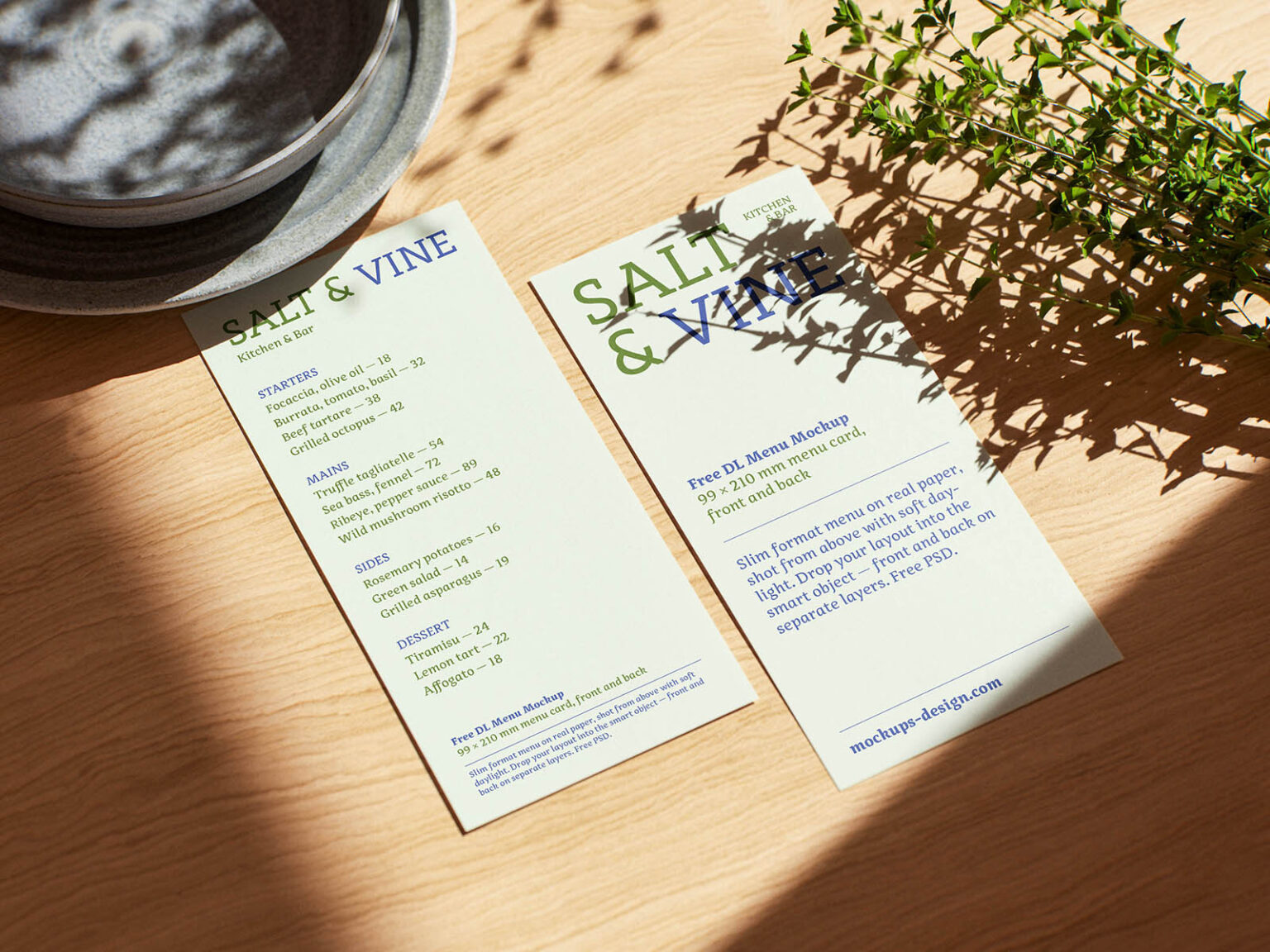 Slime Line Texture Free Slim Restaurant Menu Mockup