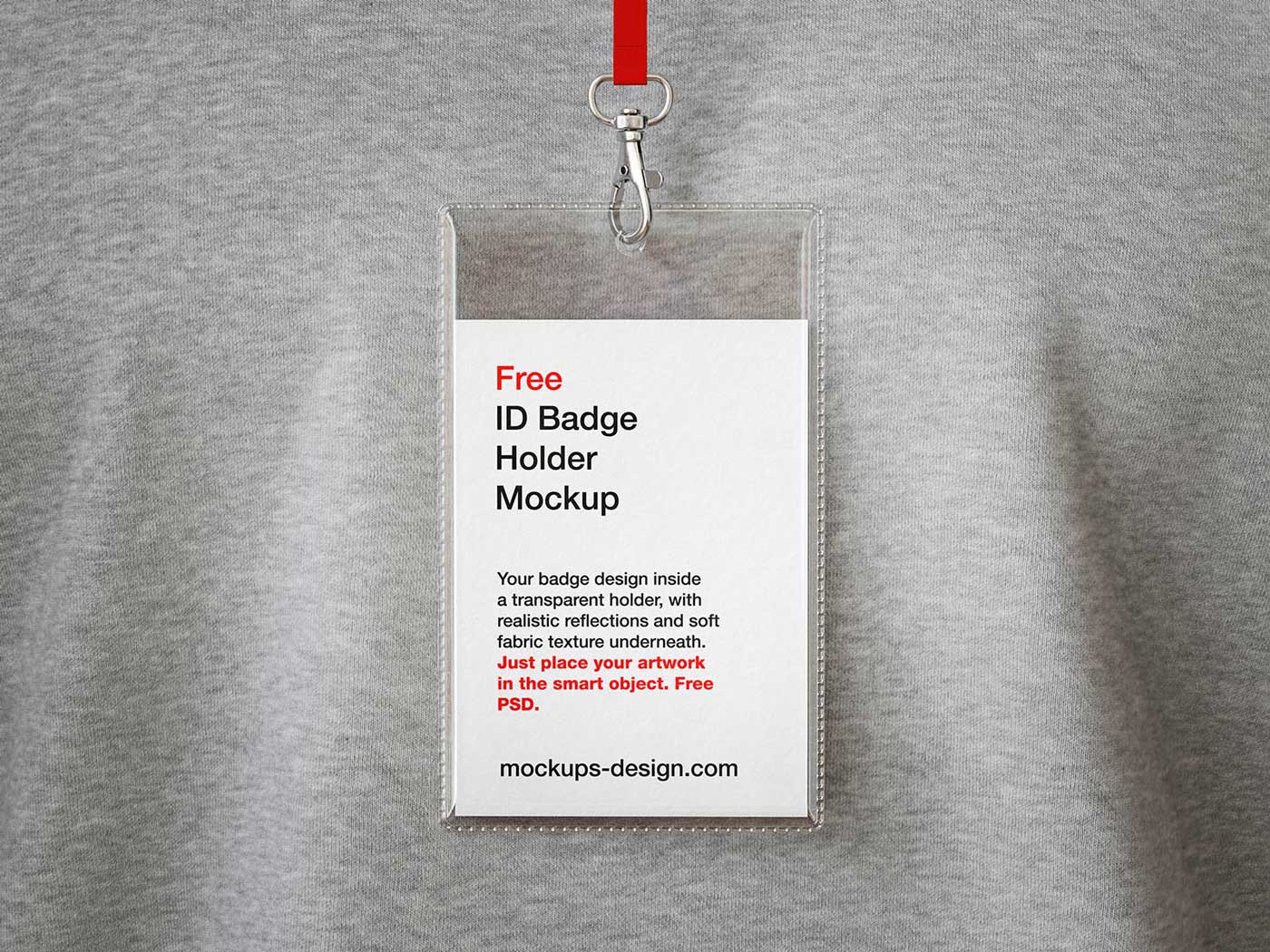 Free ID Badge Holder Mockup