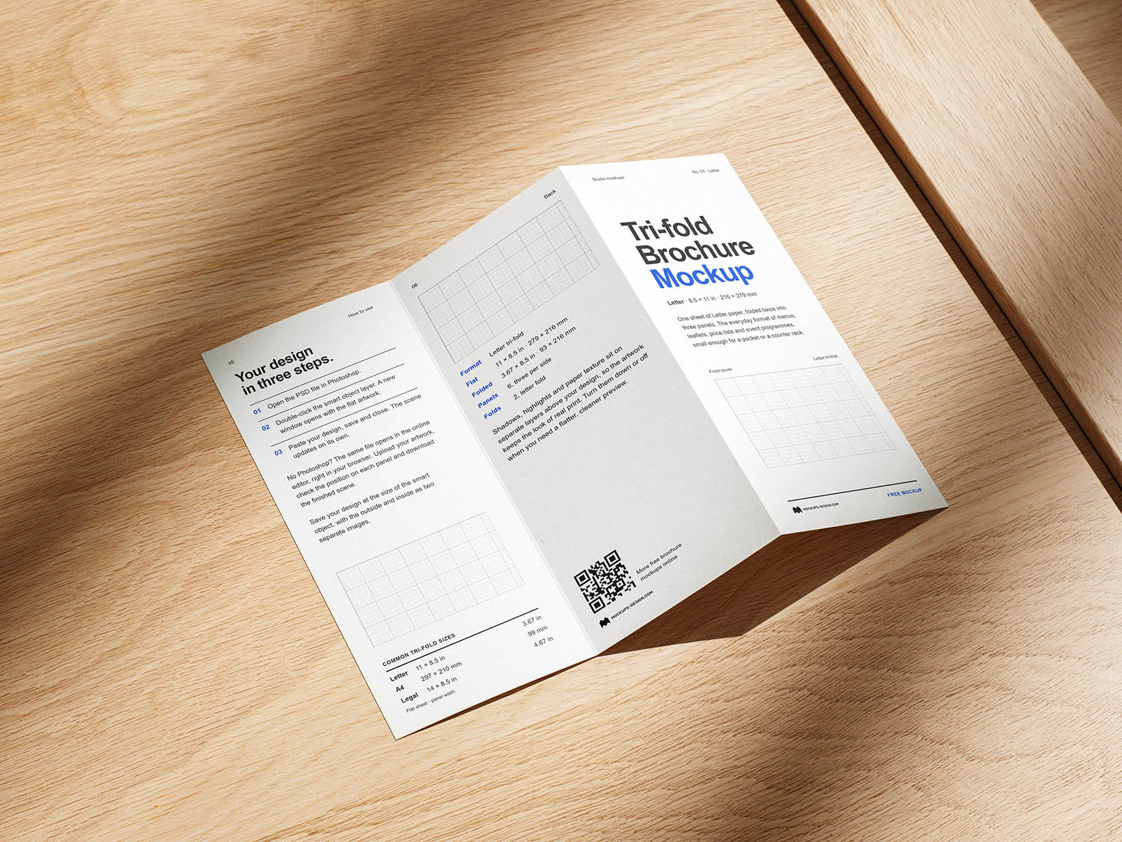 Free Sunlit Tri-Fold Brochure Mockup Free Sunlit Tri-Fold Brochure Mockup