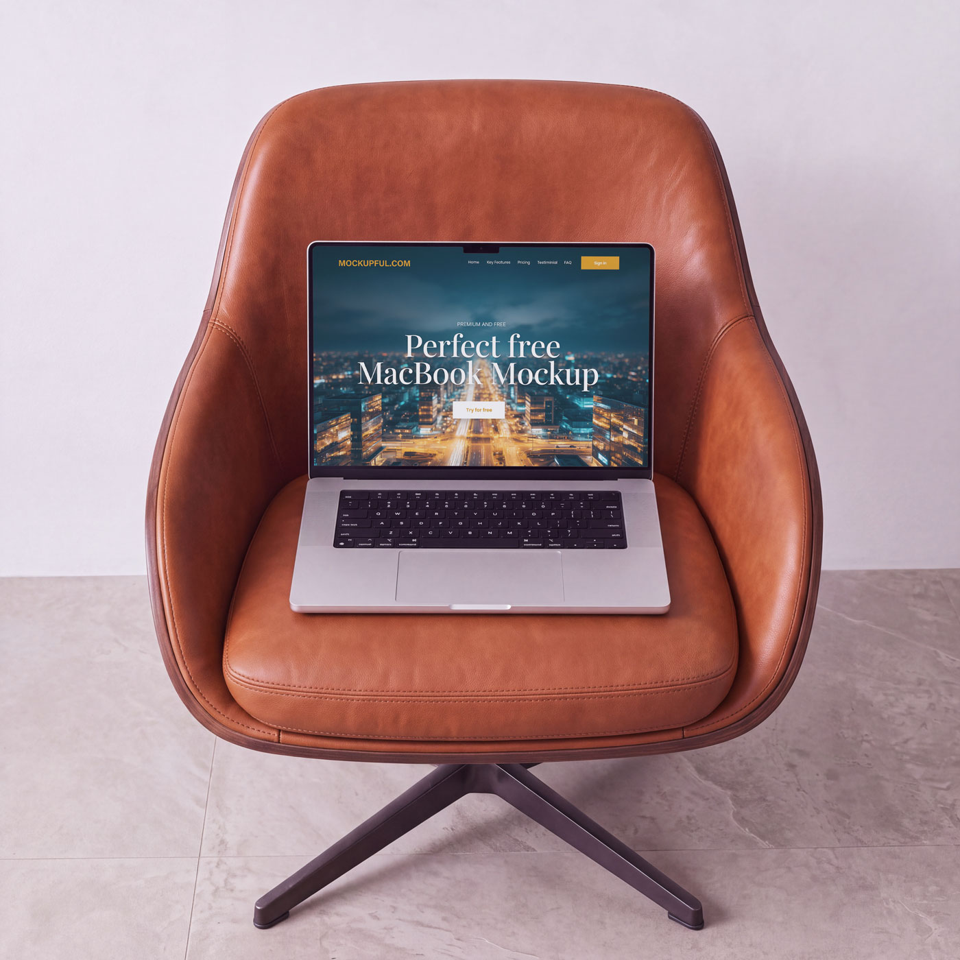 Free Leather Chair MacBook Pro Mockup