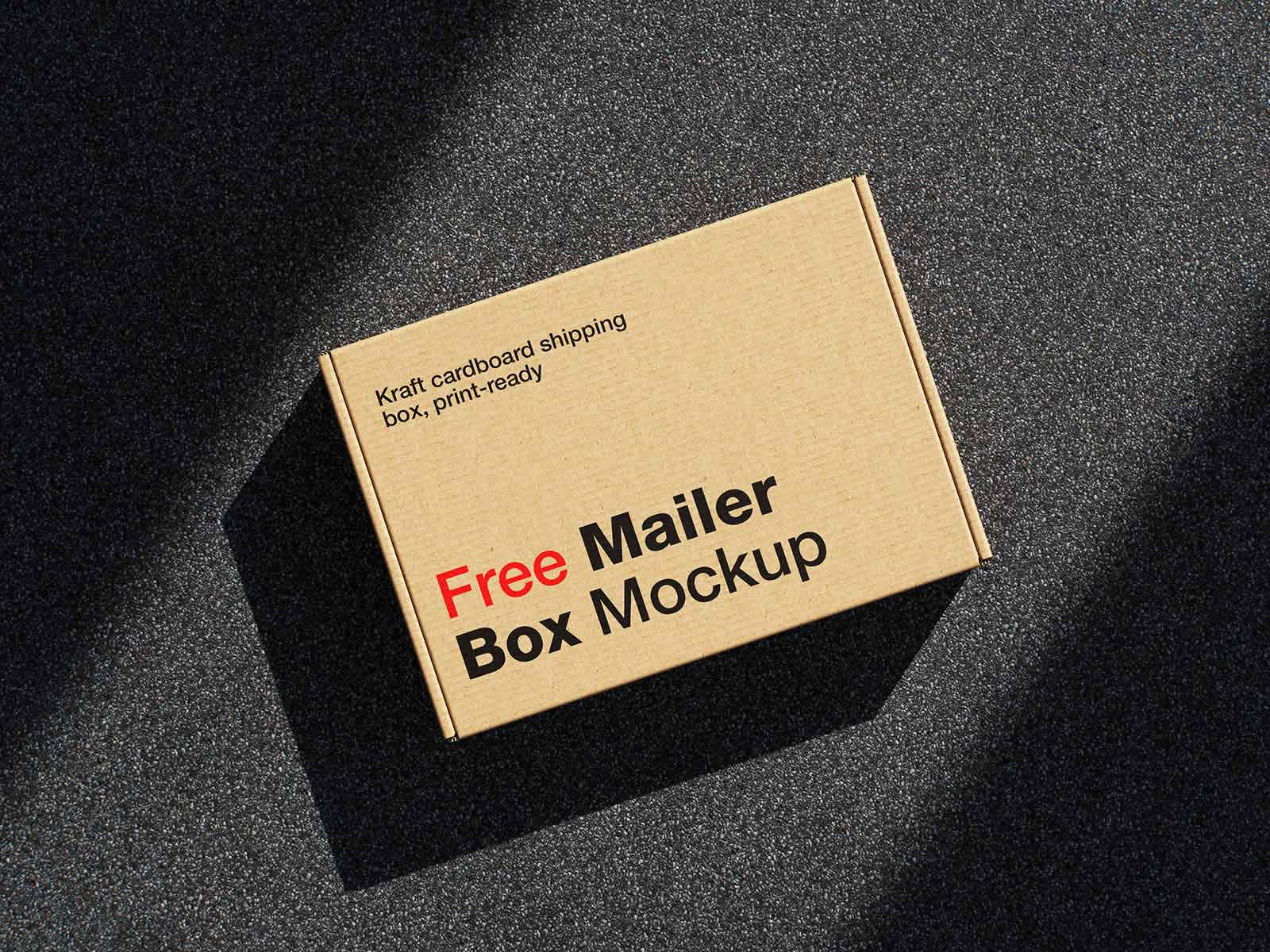 Free Kraft Mailer Box Mockup