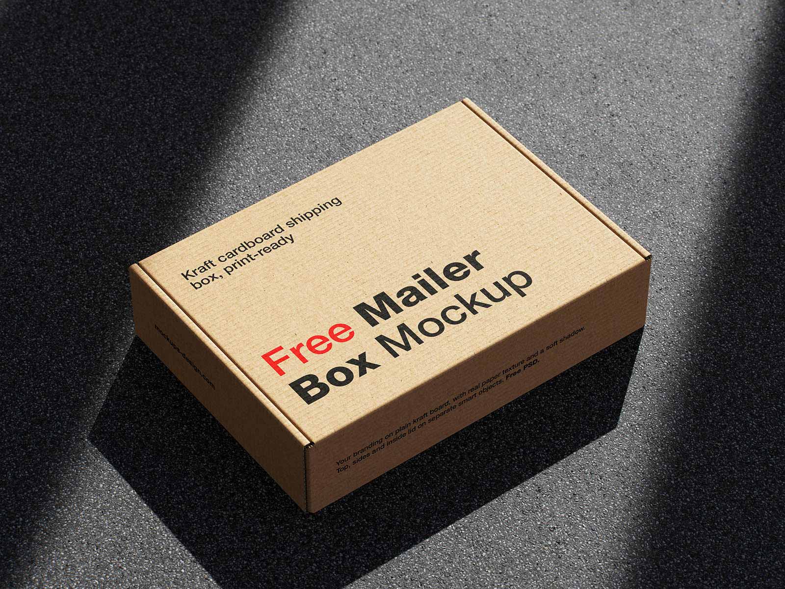 Free Kraft Mailer Box Mockup