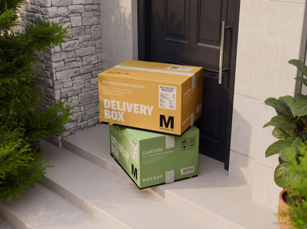 Free Delivery Box Mockup PSD
