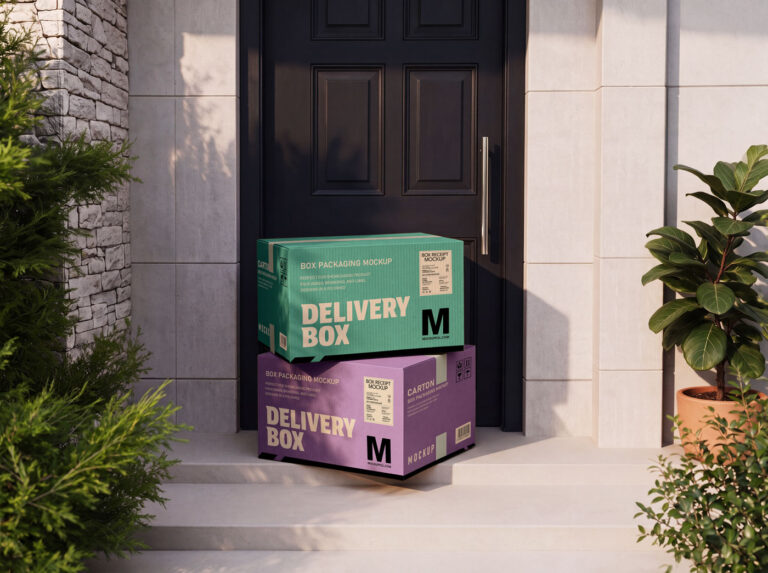 Free Delivery Box Mockup PSD