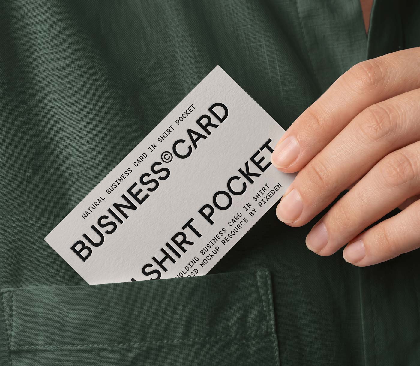 Free Hand Holding Business Card Mockup