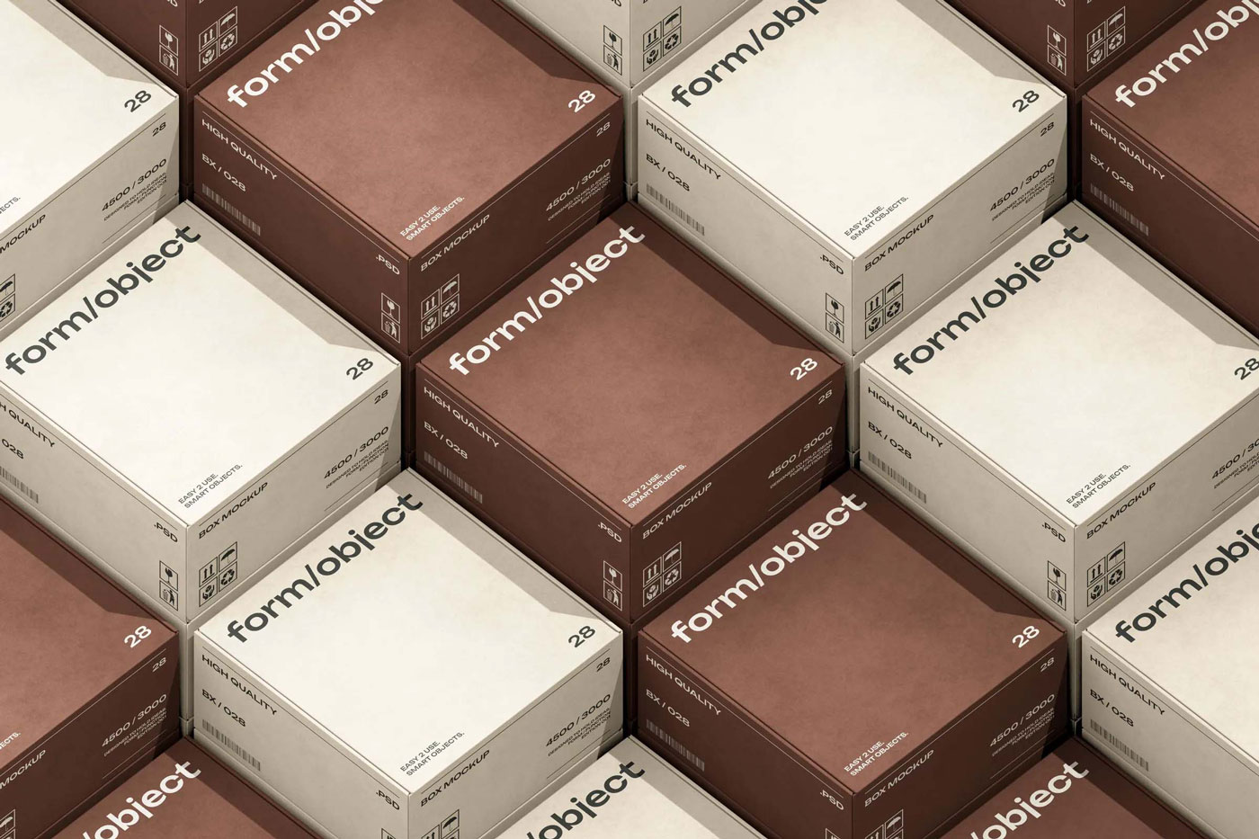 Free Isometric Grid Box Mockup