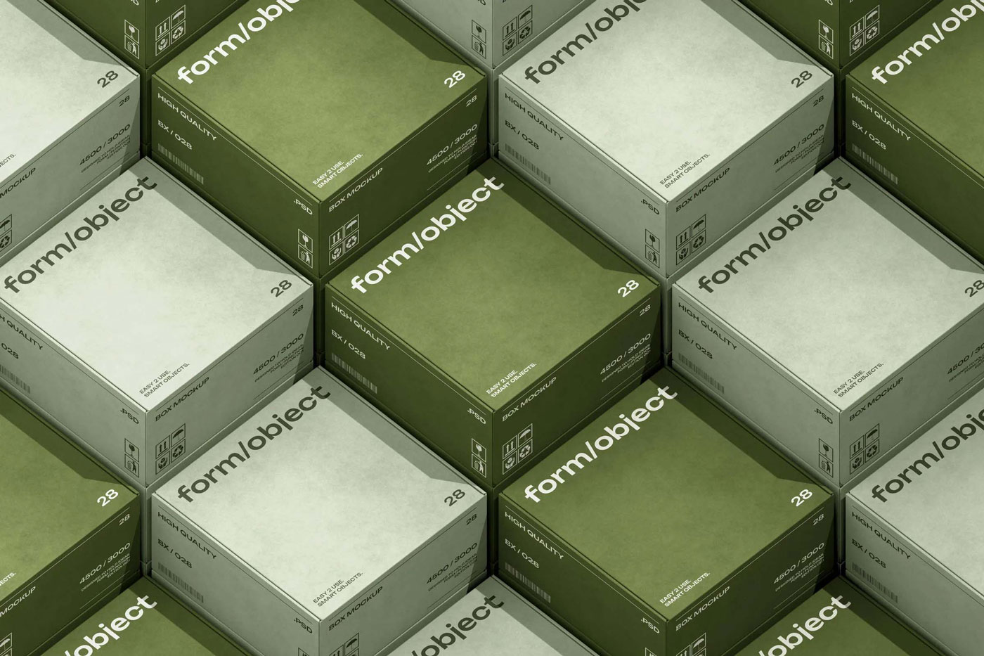 Free Isometric Grid Box Mockup