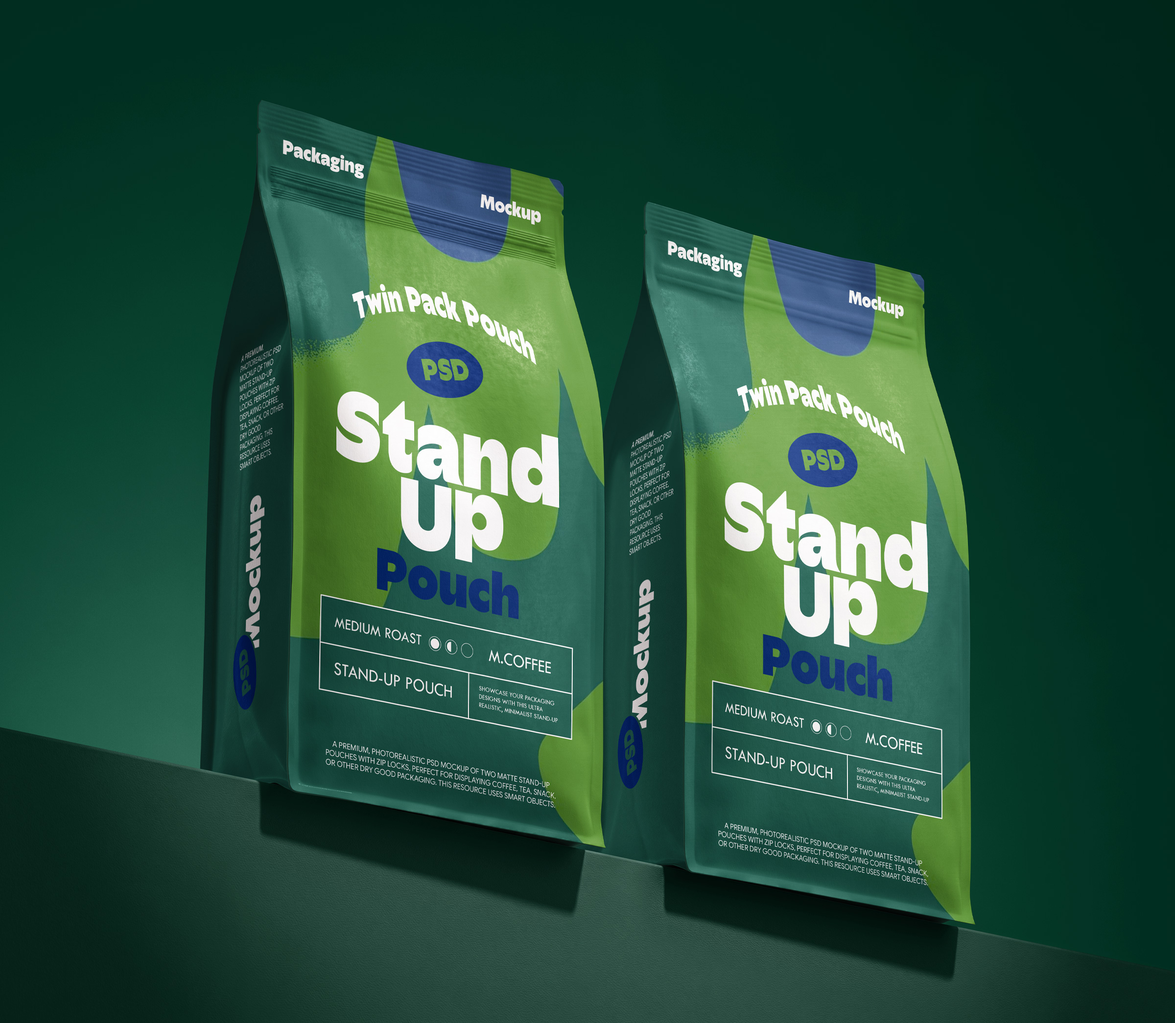 Free Stand-Up Coffee Pouch Mockup